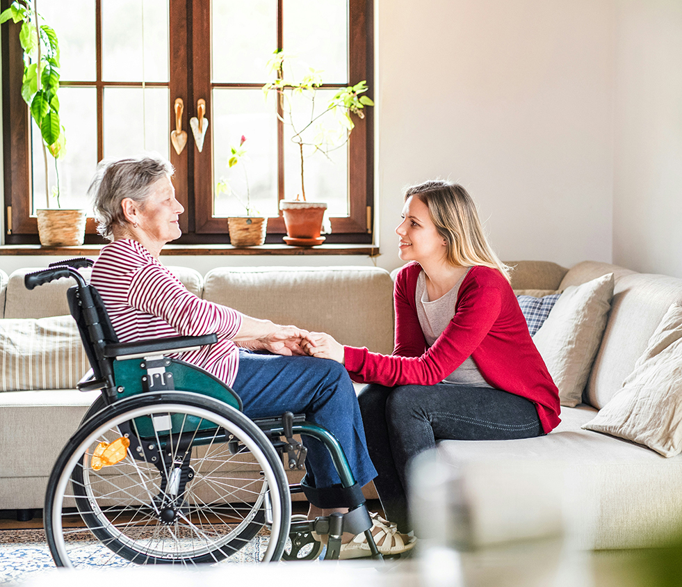 Woman on a wheelchair