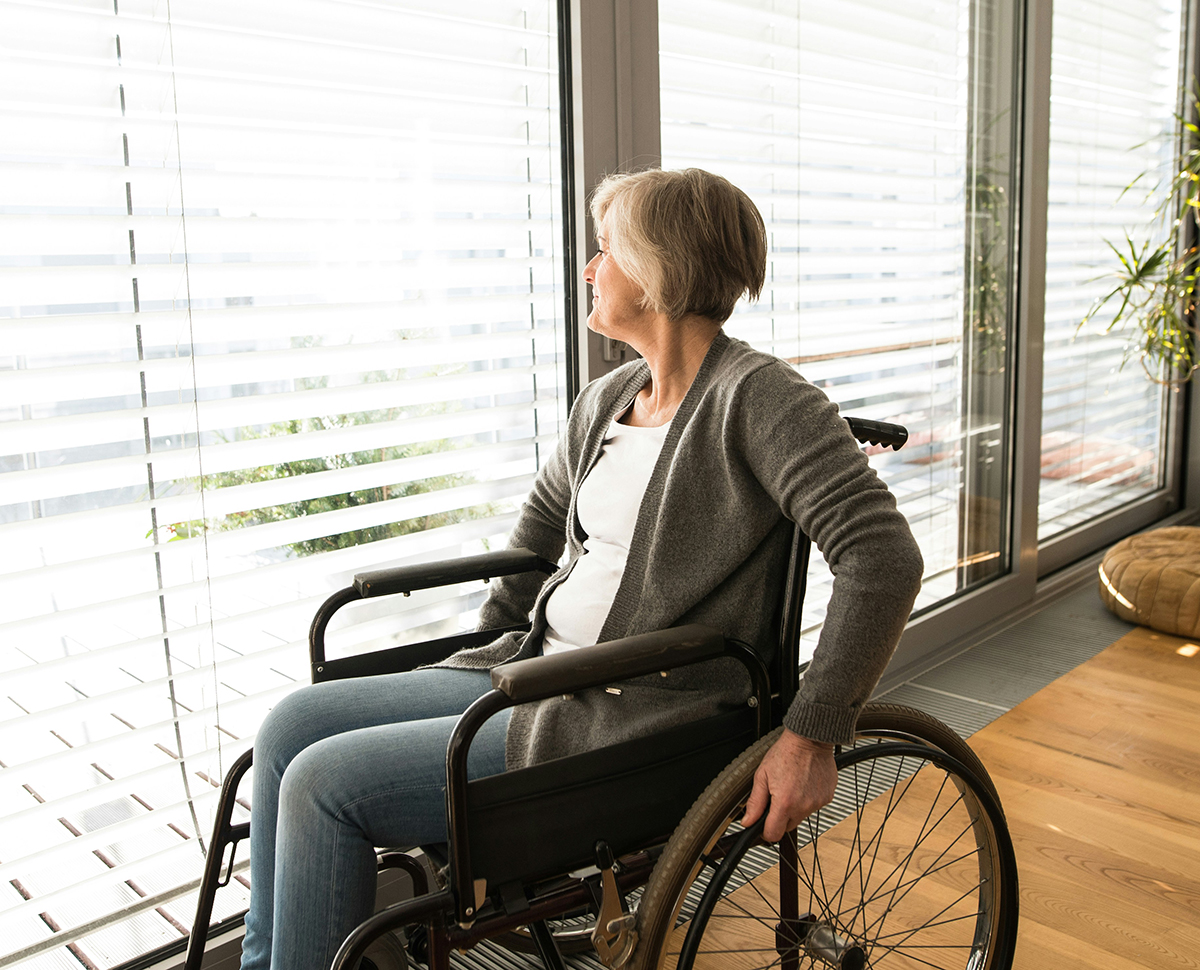 Woman on a wheelchair
